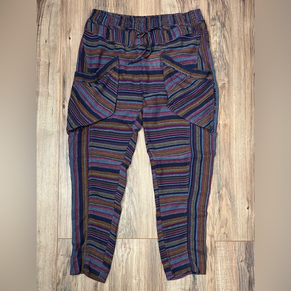 Free People Muted Rainbow Striped Baggy Pants